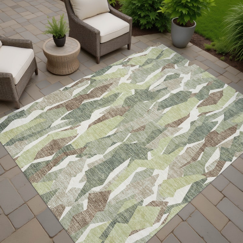 Machine Washable Indoor/ Outdoor Contemporary Dylan Chantille Rug - Fern - 2'6" x 3'10"