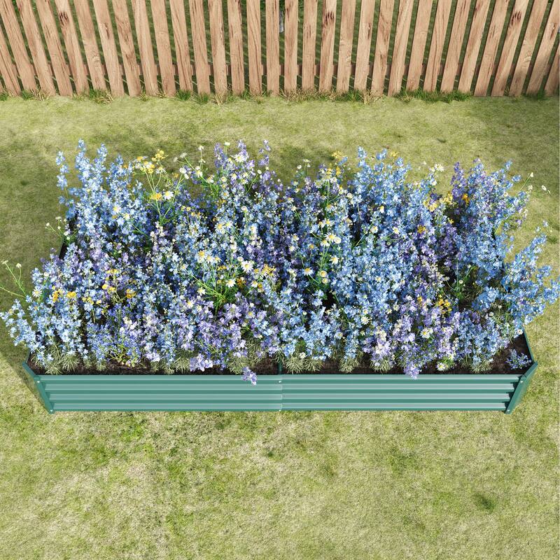 Countryside Style Garden Bed with 2 Supporting Bars Metal Elevated, for Flower Planters Vegetables Outdoor Gardening - 8' x 10'