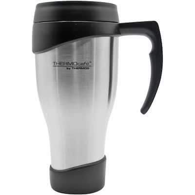 Thermos 24 oz. ThermoCafe Steel Travel Mug - Stainless Steel/Black - 24 oz.