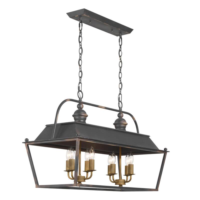 Golden Lighting Christoff 8-light Island Light in Antique Black Iron - Gold