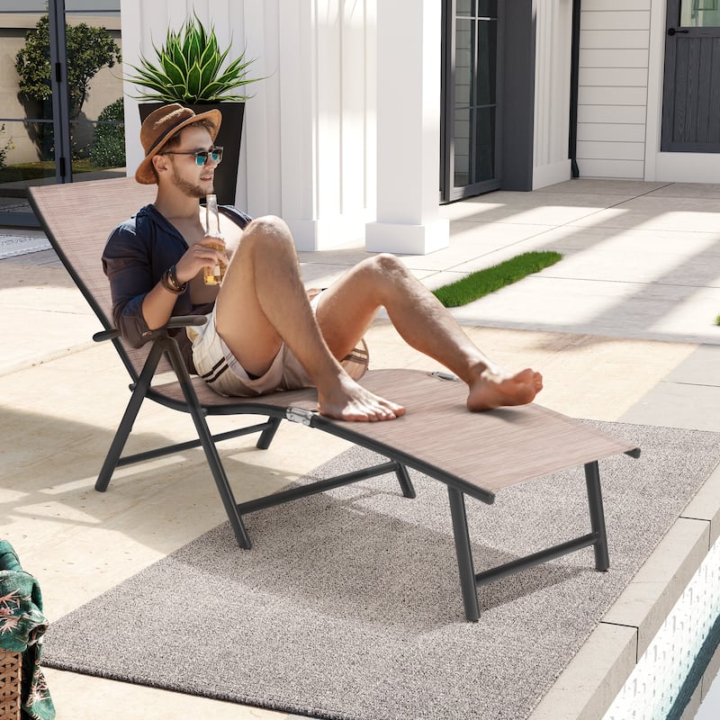 Outdoor Adjustable Aluminum Patio Folding Chaise Lounge Chair