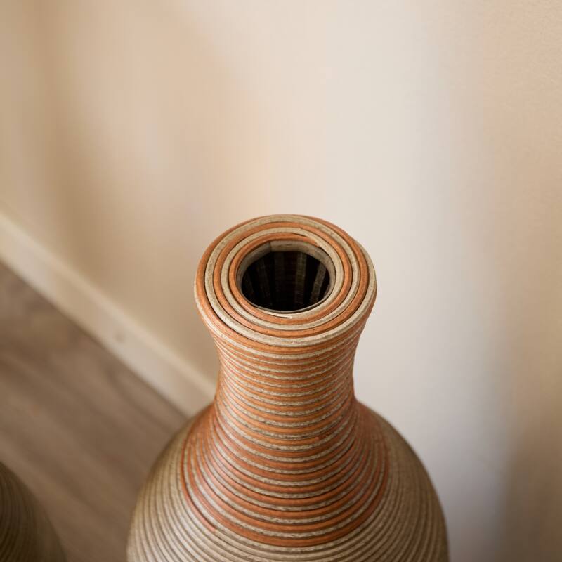Desktop Vase, Brown Decorative Floor Vase, Classic and Neat Floor Vase, Home Decoration Flower Stand Set of 3 pieces