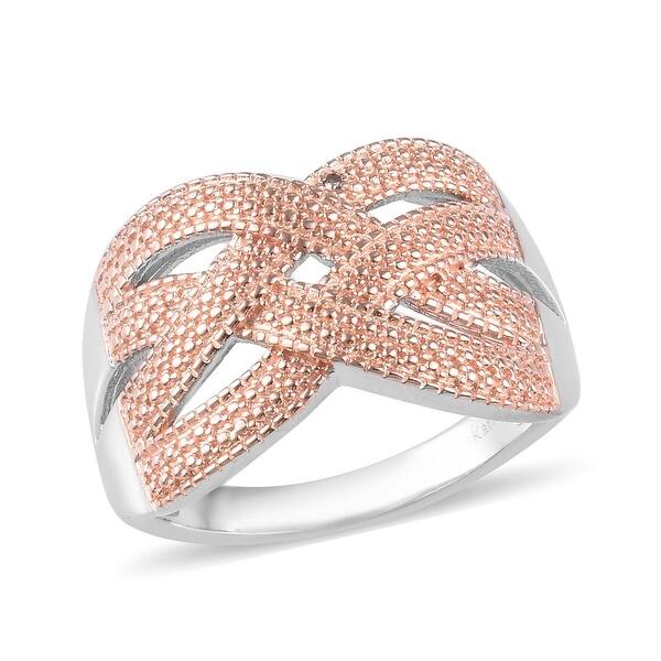 Shop Rose Gold Platinum Gold Ion Over Diamond Criss Cross Ring Size 8 Ring 8 On Sale Overstock 31918569