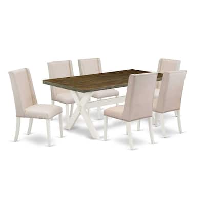Contemporary 7-Piece Kitchen Dinette Set - Rectangular Table & 6 Parsons Chairs - 72
