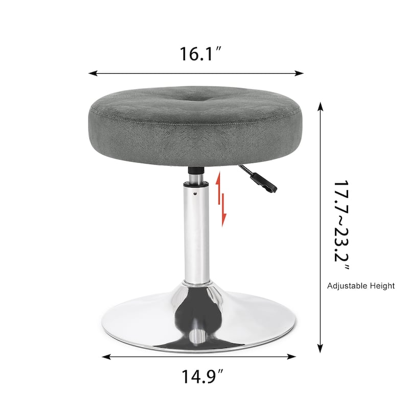 Adeco Makeup Vanity Stool Chair Round Ottoman Swivel Adjustable