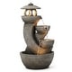preview thumbnail 13 of 19, Glitzhome 32"H 4-Tiered Zen Pagoda Polyresin LED Lighted Outdoor Floor Water Fountain