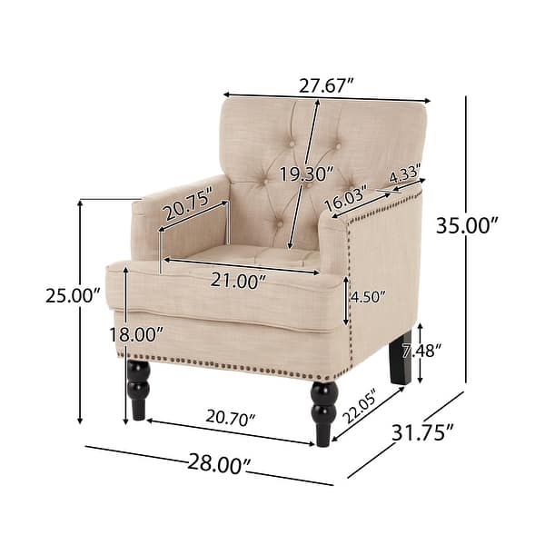 dimension image slide 1 of 4, Malone Beige Club Chair