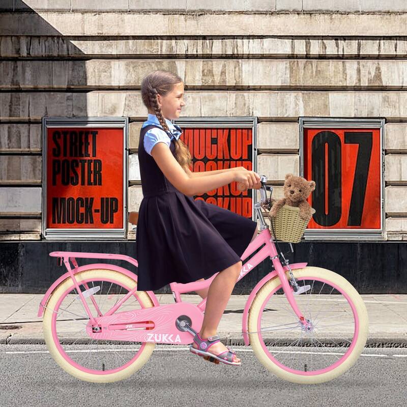 Girls Bike Outdoor Bikes Leisure Bikes for 7-10 Years Old Kids - Light Pink