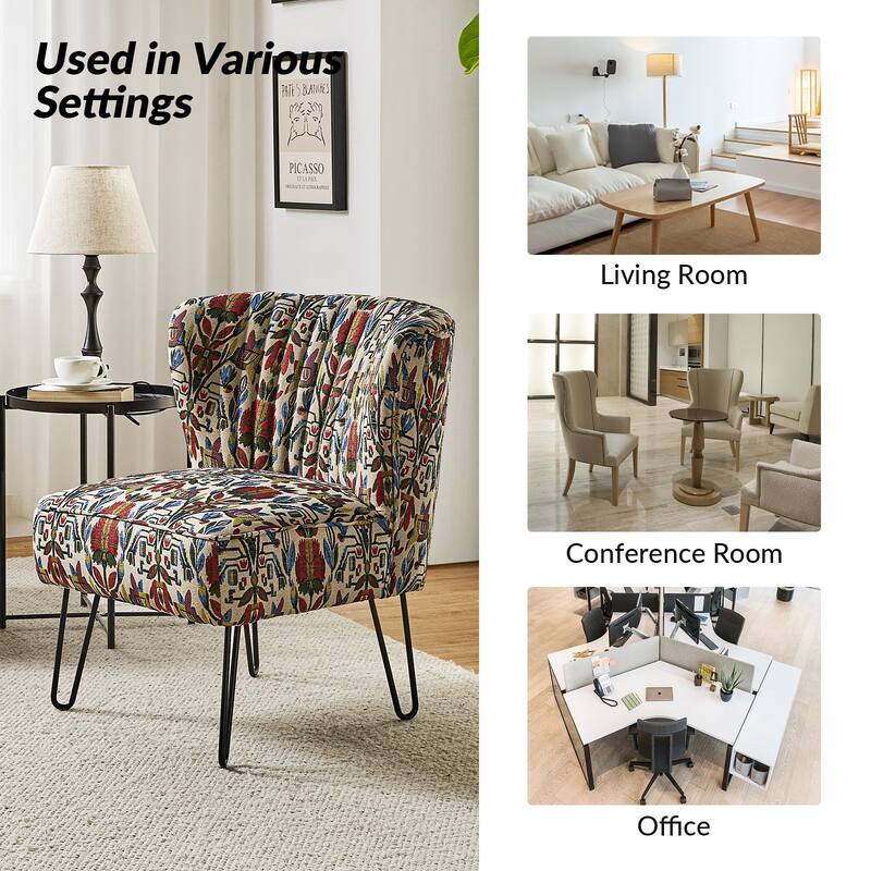 Estebana Contemporary Upholstered Side Chair with Floral Pattern Set of 2 by HULALA HOME