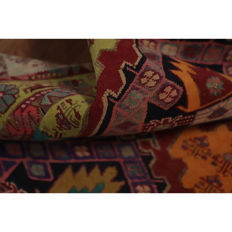 Hand Knotted Oriental 100% Wool Carpet Traditional Tribal Multi-Colored Ardebil Runner Rug - 10' 5'' X 3' 4''