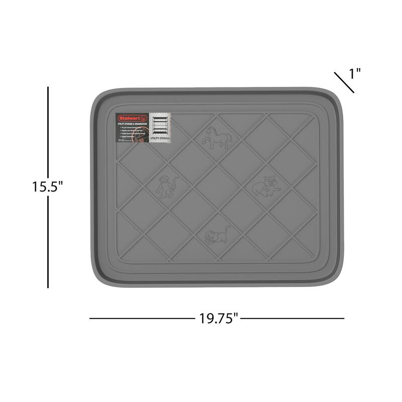 All Weather Boot Tray - Small Water-Resistant Plastic Utility Shoe Mat for Indoor and Outdoor Use by Stalwart (Gray)