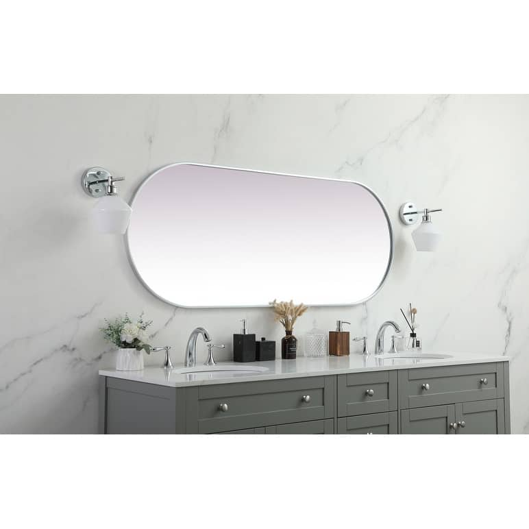 Indigo Home Metal Frame Oval Mirror 24x60 Inch