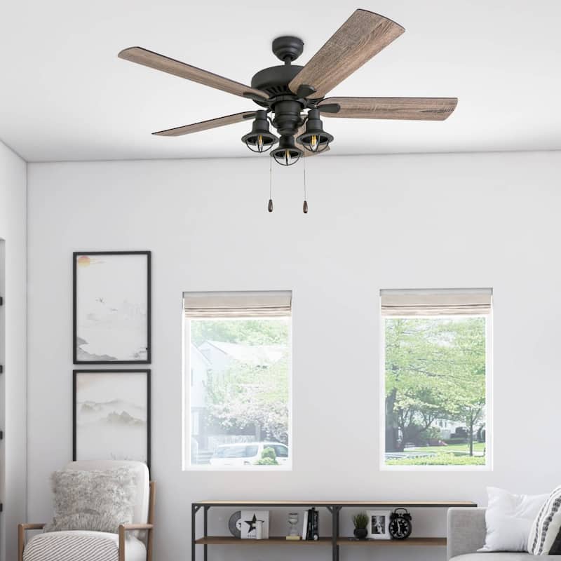 52" The Gray Barn Stormy Grain Farmhouse Aged Bronze LED Ceiling Fan with Remote Control - Bronze - Hardwired