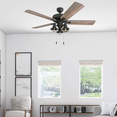 52" The Gray Barn Stormy Grain Farmhouse Aged Bronze LED Ceiling Fan with Remote Control