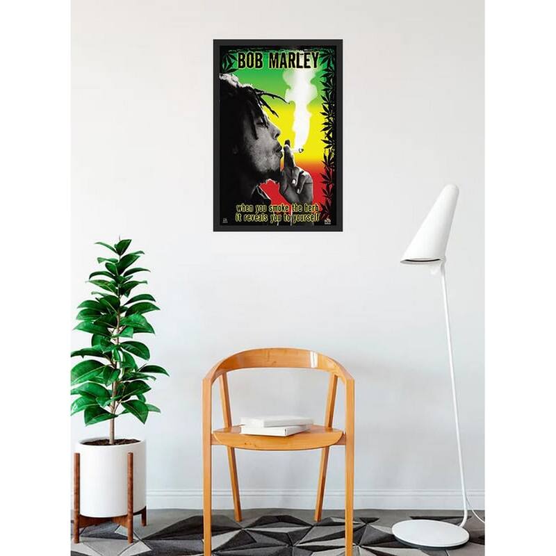 Bob Marley Smoke the Herb When You Smoke The Herb It Reveals Yourself Framed Poster - 24 x 36 Inch
