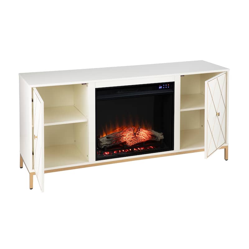 SEI Furniture Marradi Modern Media TV Stand with Storage & Electric Fireplace Insert