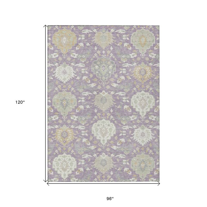HomeRoots Damask Traditional Rectangle Outdoor Rug