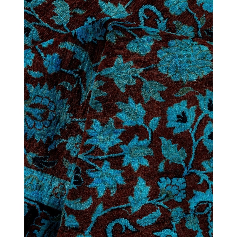 Overton Hand Knotted Wool Vintage Inspired Modern Contemporary Overdyed Blue Area Rug - 4' 2" x 6' 1"