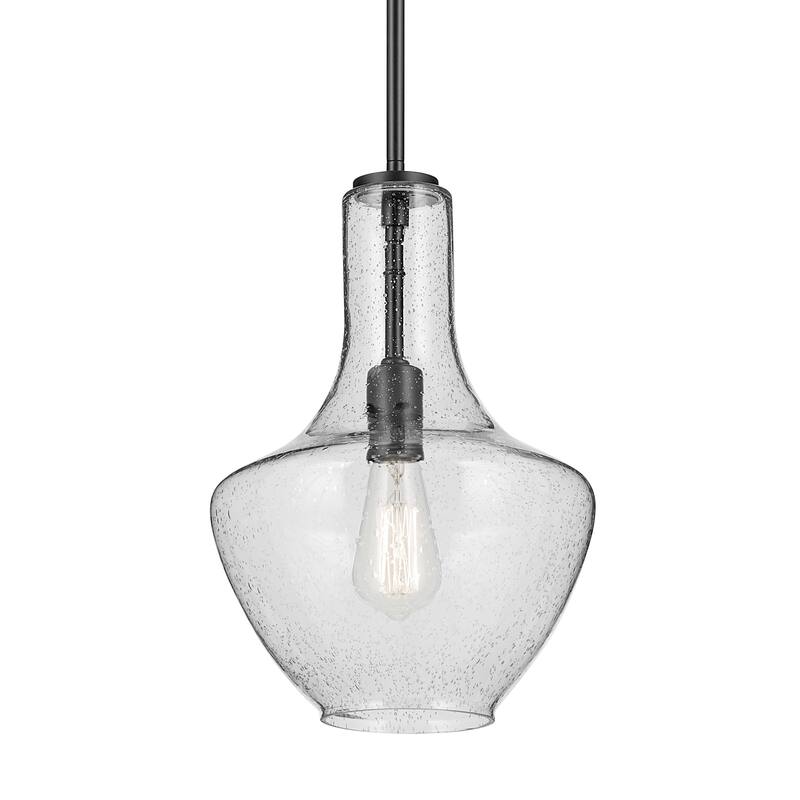 Kichler Lighting Everly 1-Light Bell Pendant Light with Seeded Glass