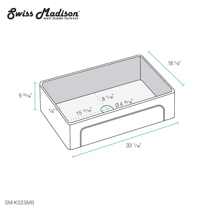 Swiss Madison SM-KS27 Lyon 30" Farmhouse Single Basin Fireclay Kitchen
