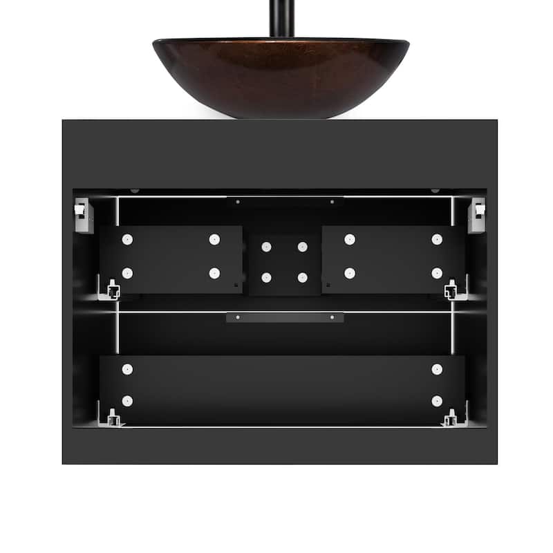 Modern Wall Mounted Bathroom Vanity Set with Vessel Sink & Faucet
