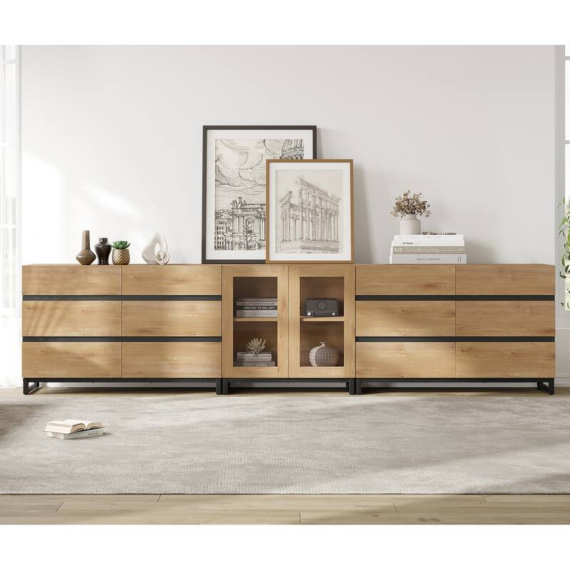 WAMPAT Modern Dresser with Adjustable Shelves and Drawer, 3 in 1 Storage Cabinet for Bedroom