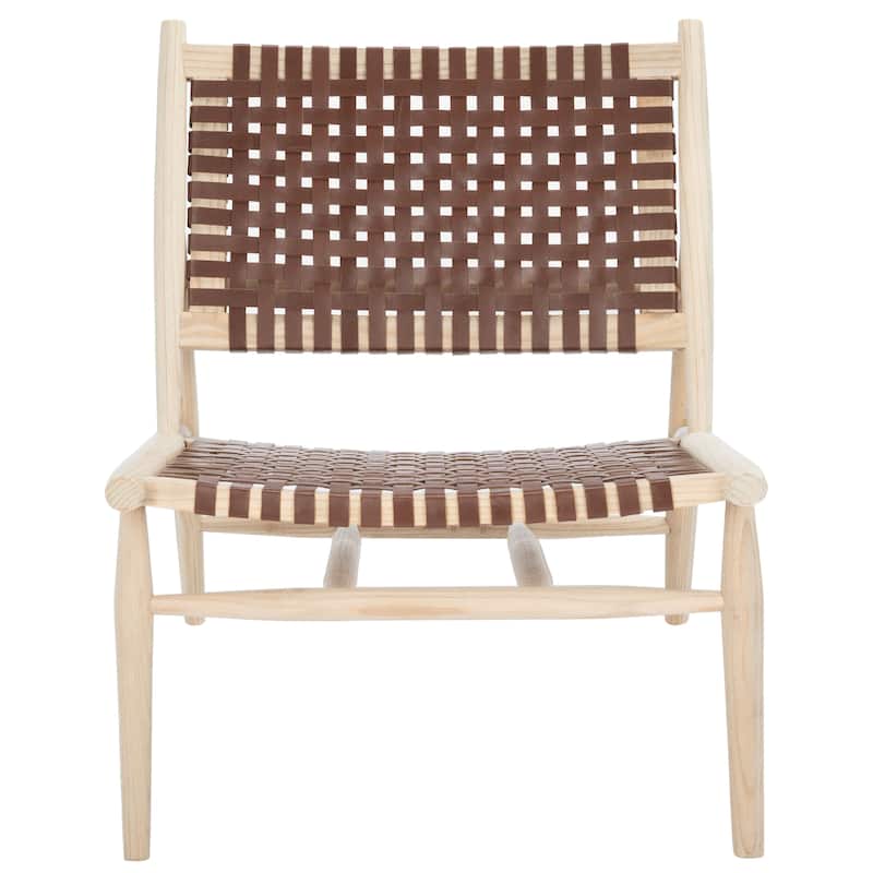 SAFAVIEH Soleil Squared Leather Woven Accent Chair - 26" W x 31.5" L x 30.7" H