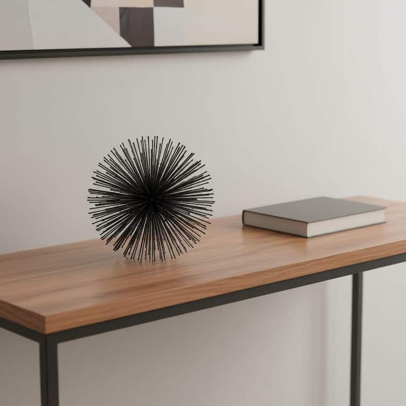 HomeRoots 8" Black Iron Decorative Orb Tabletop Sculpture - 8' X '8' X '8