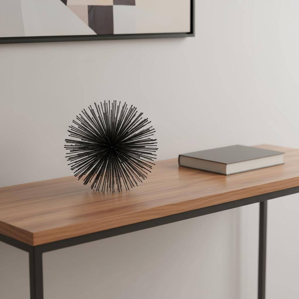 HomeRoots 8" Black Iron Decorative Orb Tabletop Sculpture - 8' X '8' X '8