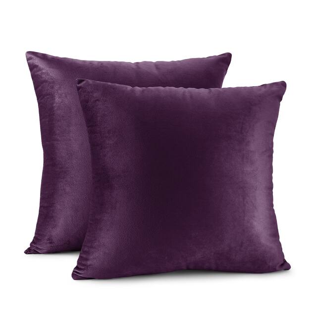 Porch & Den Cosner Microfiber Velvet Throw Pillow Covers (Set of 2) - 20" x 20" - Eggplant Purple