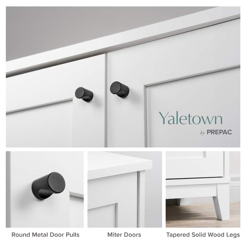 Prepac Yaletown 4 Panel Door 60"W Console Table with Storage, Storage Cabinet with Doors and Shelves, Sideboard Storage Cabinet