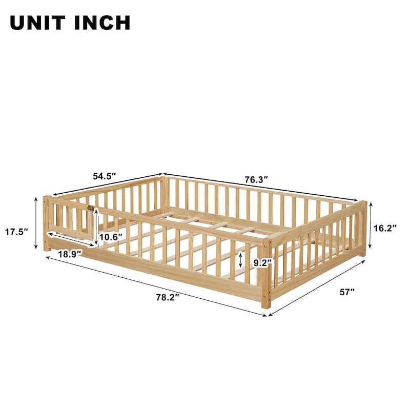 Floor Platform Bed With Fence And Door