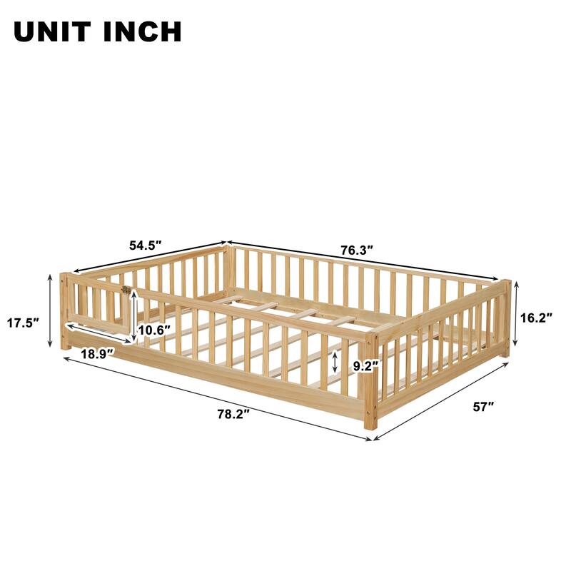 Full Size Floor Bed with Fence and Door