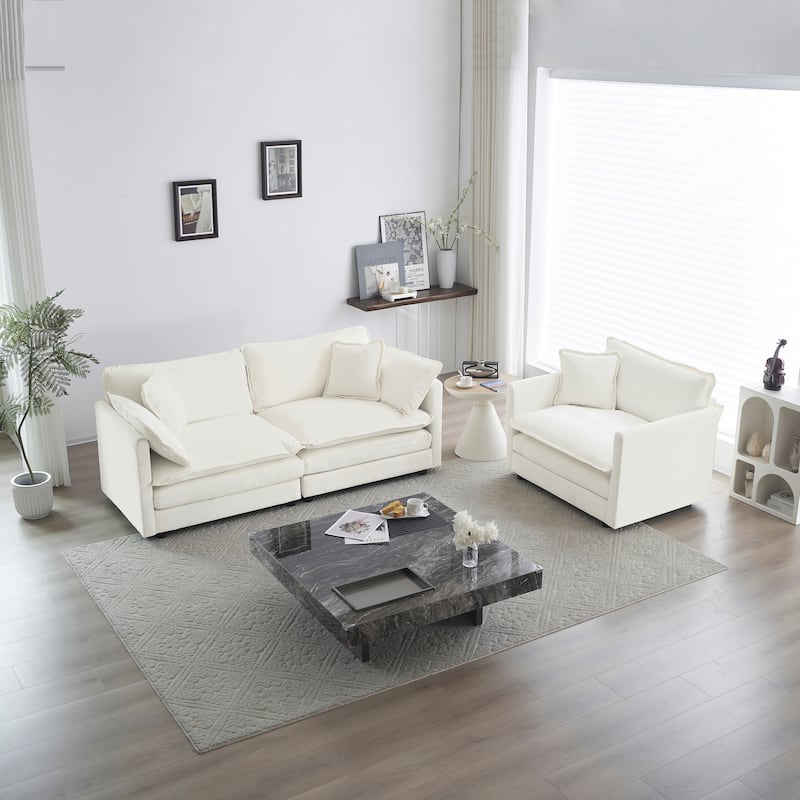 Cloud Chenille Upholstered Modular Sectional Sofa with DIY Combination Design