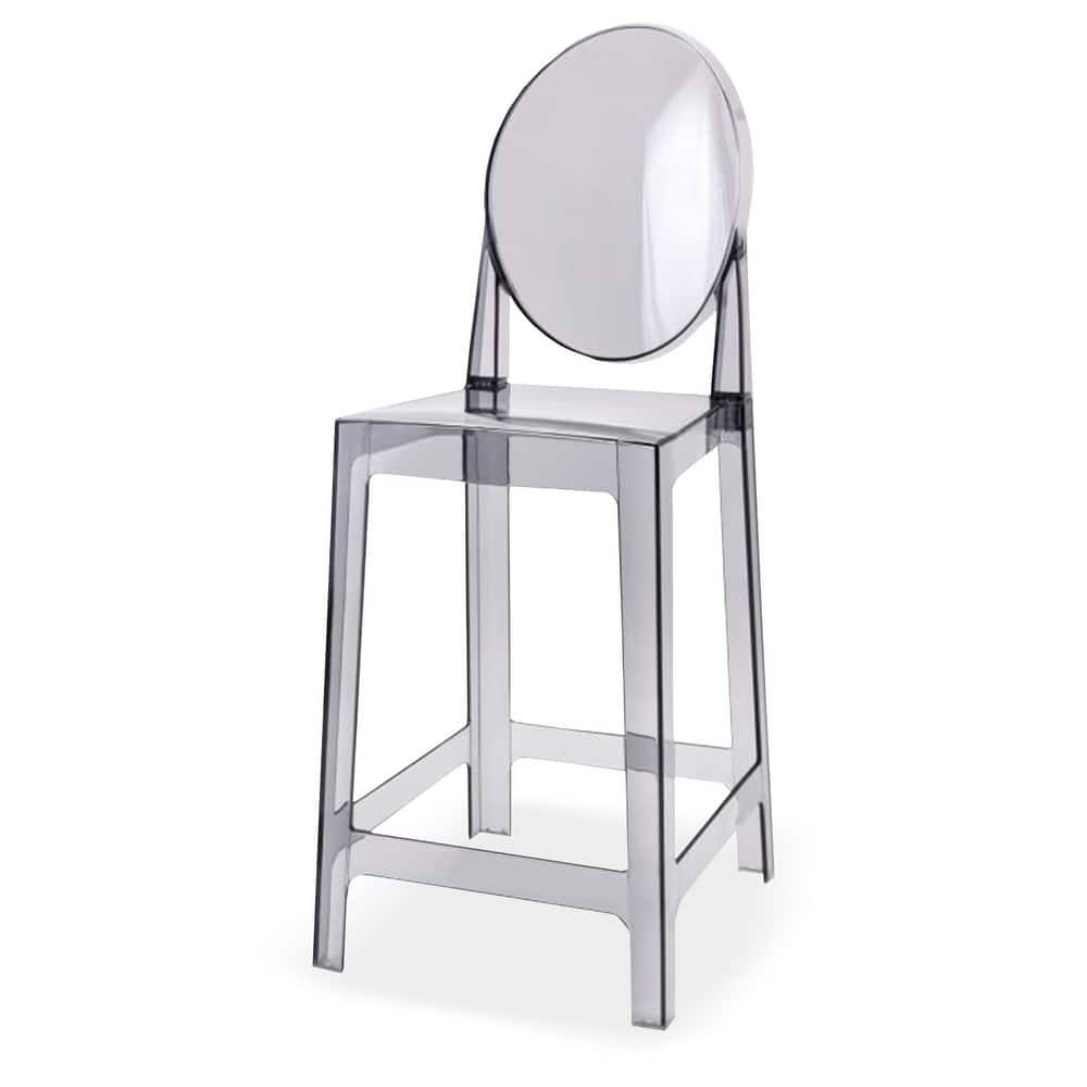 Set of 4 Smoke Modern 25" Seat Bar Stool Counter Height With Backs Plastic Chairs For Home Restaurant Office