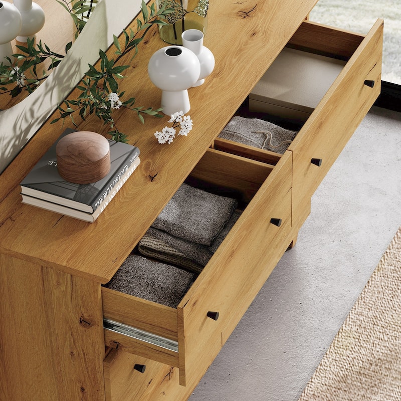 WAMPAT 6-Drawer Dresser and Nightstands Set of 3 for Bedroom
