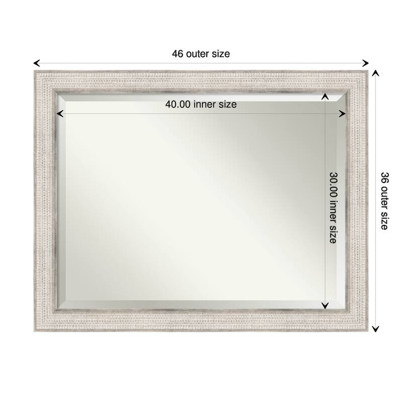 Beveled Wood Bathroom Wall Mirror - Trellis Silver Frame - Trellis Silver - 46 x 36 in
