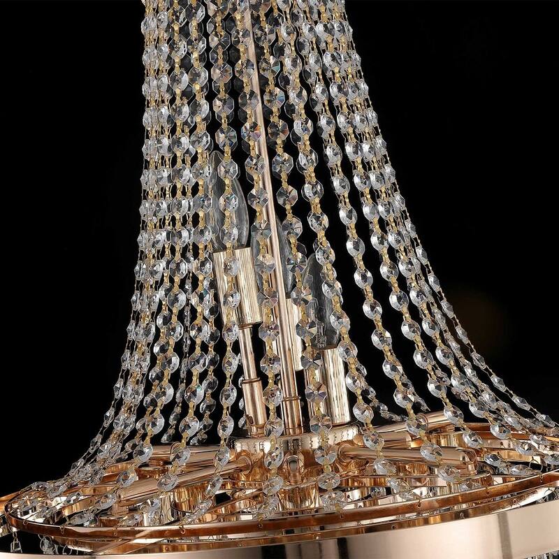 Modern gorgeous gold round crystal chandelier with raindrop crystal