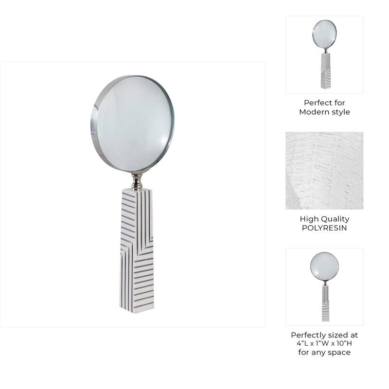 Resin Decorative Object Geometric Magnifying Glass - 10" Black - 4" x 1" x 10"