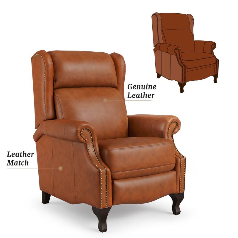 Push Back Genuine Leather Recliner Chair,Modern Recliner Sofa With Adjustable Backrest And Single Chair For Living Room