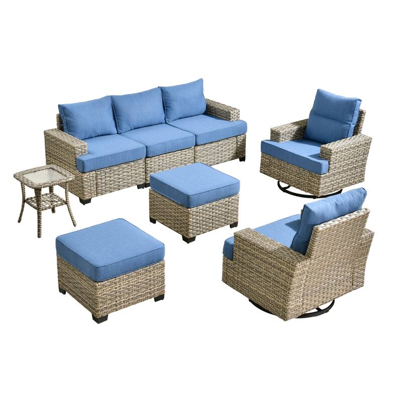 XIZZI 8-piece Wicker Patio Furniture Set with Swivel Chairs