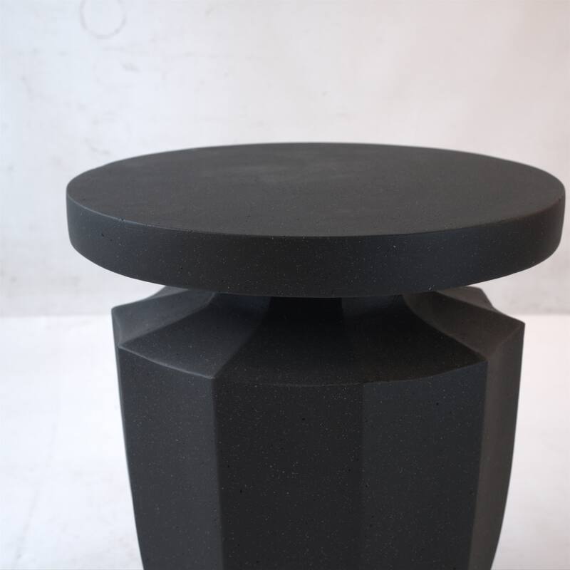 Decorative Garden End Table, 20.3" H Modern Heavy Duty Patio Sturdy Faux Terrazzo