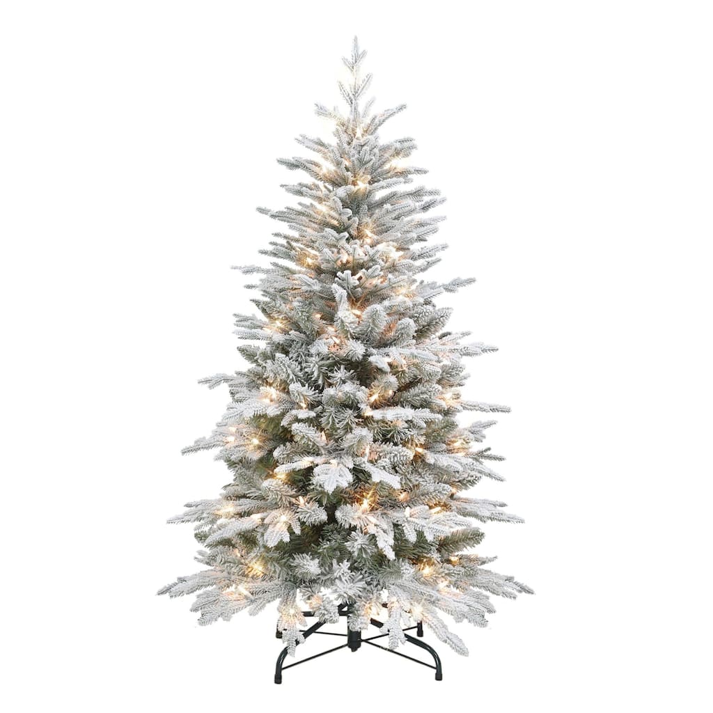 Pre-Lit Flocked Slim Northern Fir Artificial Christmas Tree - 4.5' - Clear Light - 4.5 Foot