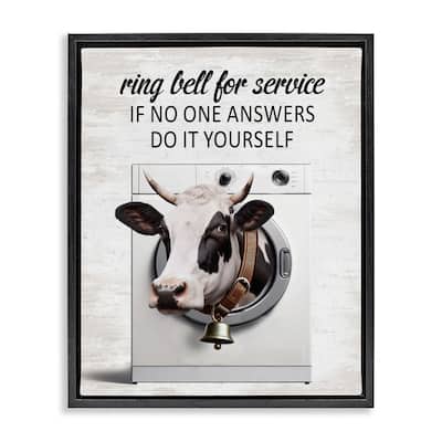 Stupell Sassy Cow Laundry Framed Floater Canvas Wall Art Design By Lettered and Lined