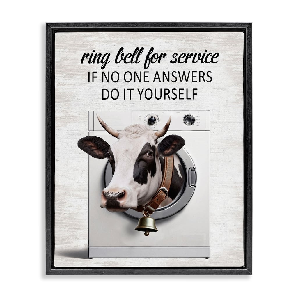Stupell Sassy Cow Laundry Framed Floater Canvas Wall Art Design By Lettered and Lined
