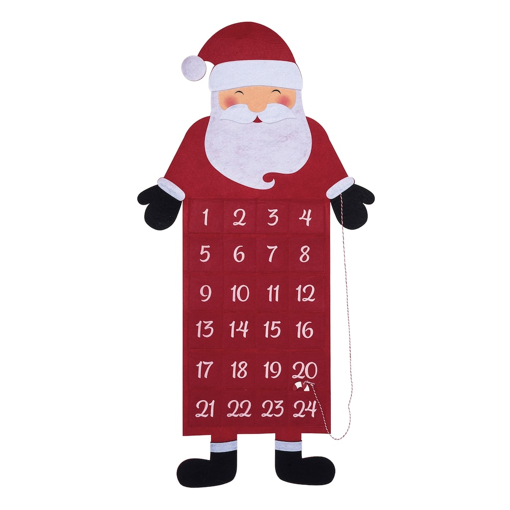 Transpac Fabric 38.58 in. Multicolor Christmas Santa Calendar - Multi