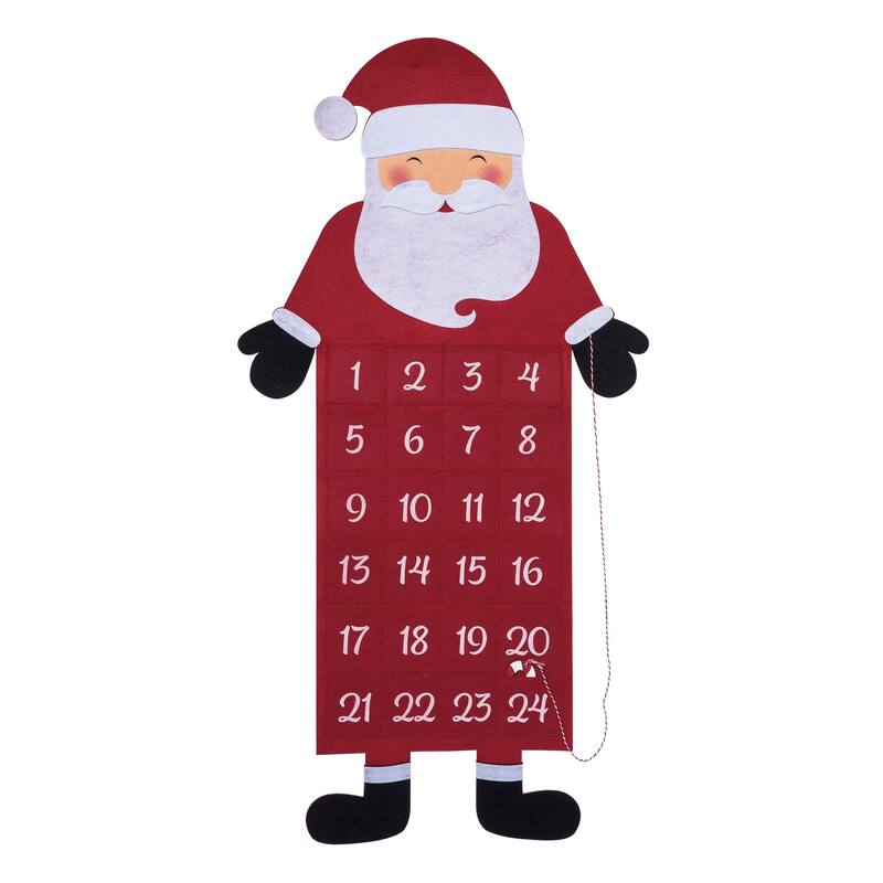 Transpac Fabric 38.58 in. Multicolor Christmas Santa Calendar - Multi
