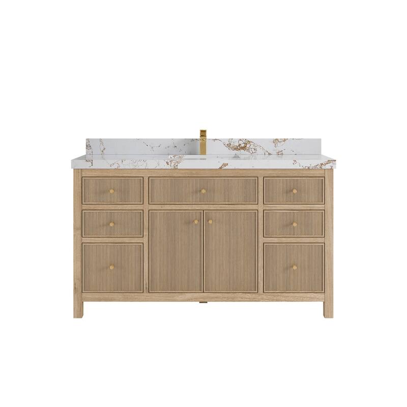Willow Collections 60 in. W x 22 in. D Sonoma Teak Wood Single Sink Bathroom Vanity with Countertop