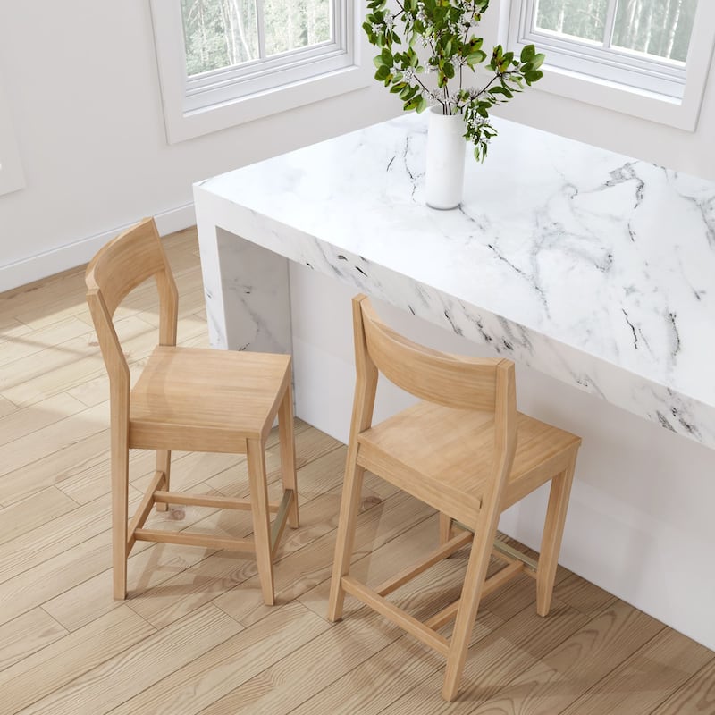 Plank and Beam Modern Counter Height Solid Wood Dining Chair - Set of 2