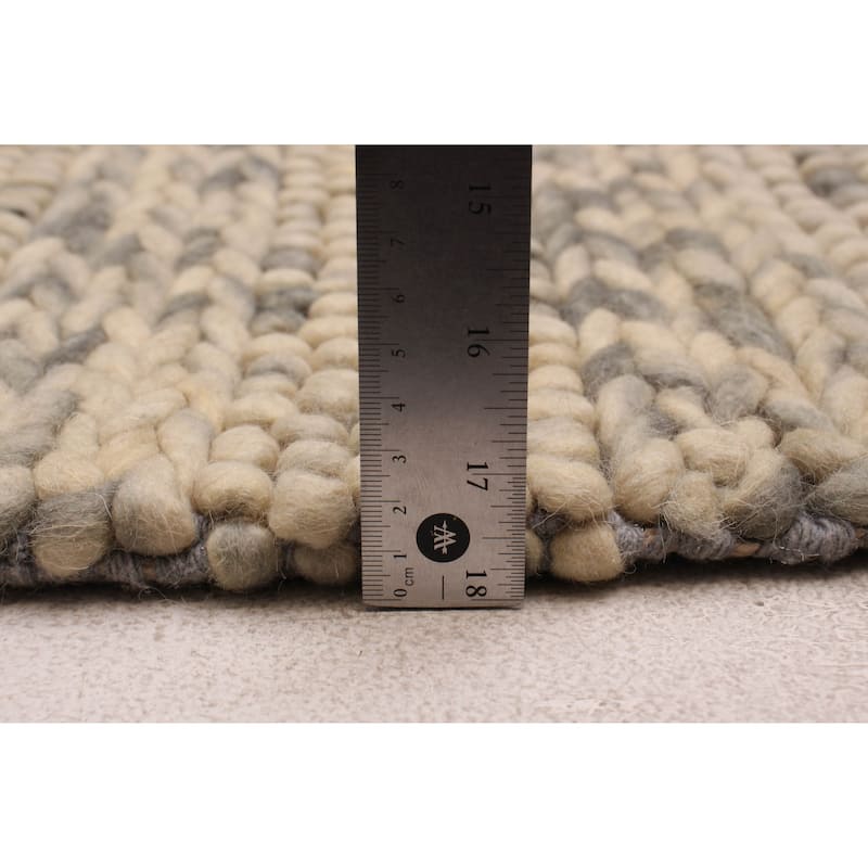 ECARPETGALLERY Braid weave Sienna Grey Wool Rug - 3'3 x 5'1